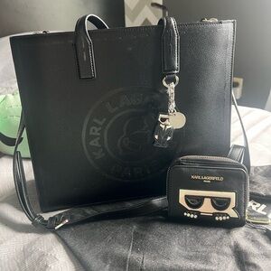 Karl Lagerfeld Black Tote and Wallet Set